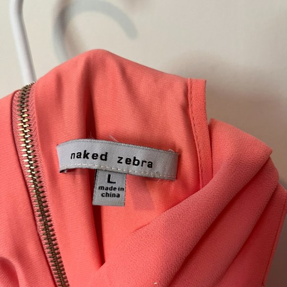 Large Coral High Neckline Naked Zebra Dress - Picture 3 of 3